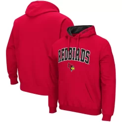 Men's Colosseum Red Illinois State Redbirds Arch And Logo Pullover Hoodie