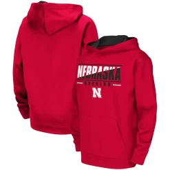 Youth Colosseum Scarlet Nebraska Huskers Dean Slash Stack Pullover Hoodie