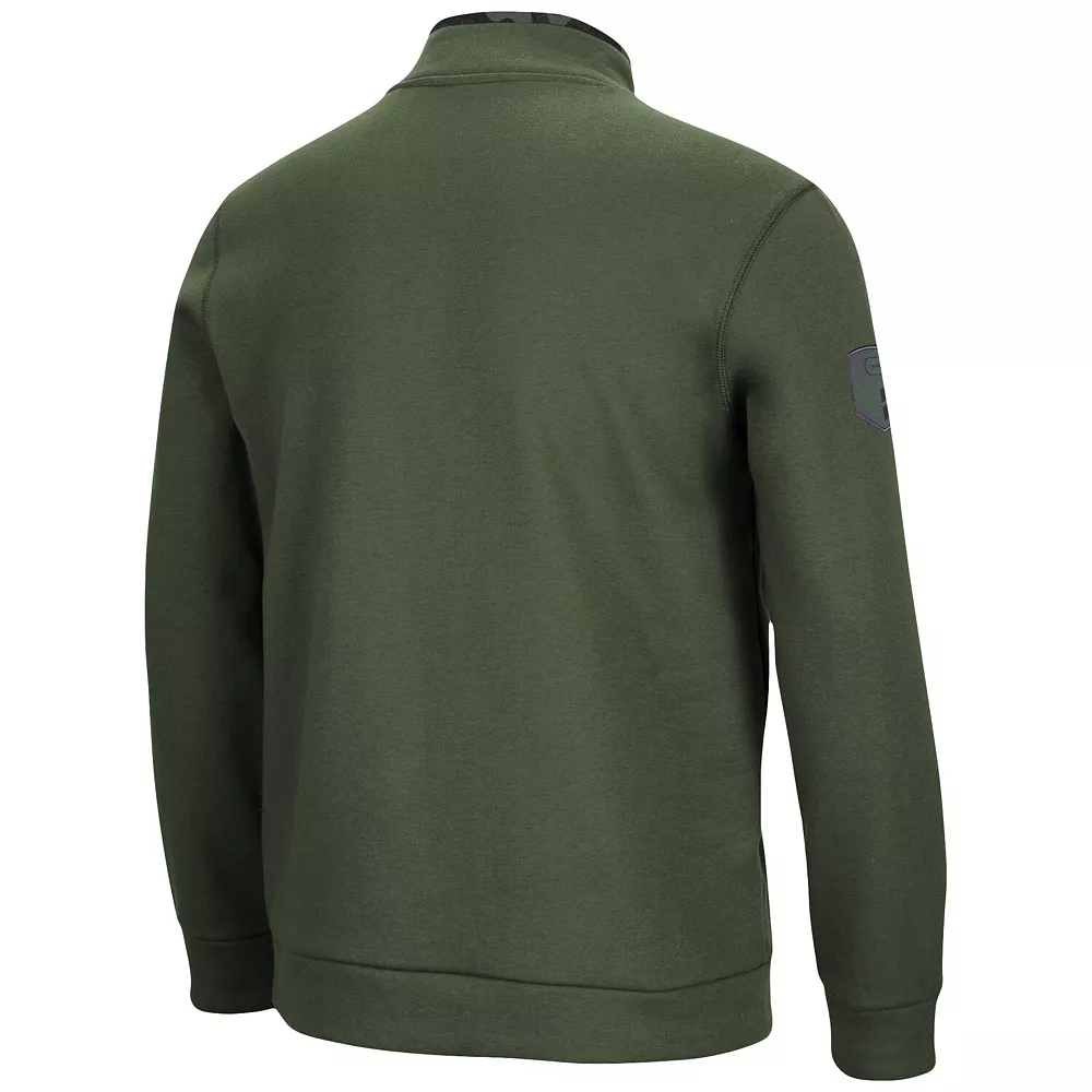 Men's Colosseum Olive NC State Wolfpack OHT Military Appreciation Digital Camo Quarter-Snap Jacket - Image 3