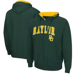 Men's Colosseum Green Baylor Bears Arch & Logo 3.0 Full-Zip Hoodie