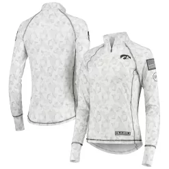 Women's Colosseum White Iowa Hawkeyes OHT Military Appreciation Officer Arctic Camo 1/4-Zip Jacket