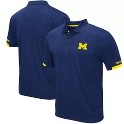 Men's Colosseum Navy Michigan Wolverines Logo Santry Polo