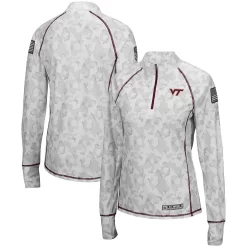 Women's Colosseum White Virginia Tech Hokies OHT Military Appreciation Officer Arctic Camo 1/4-Zip Jacket