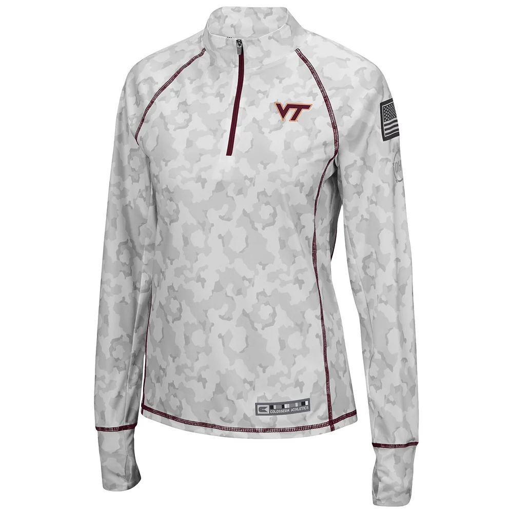 Women's Colosseum White Virginia Tech Hokies OHT Military Appreciation Officer Arctic Camo 1/4-Zip Jacket - Image 3