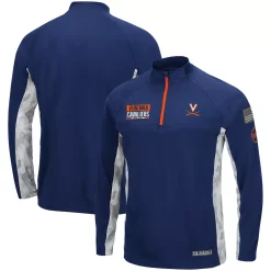 Men's Colosseum Navy Virginia Cavaliers OHT Military Appreciation Snow Cruise Raglan 1/4-Zip Jacket