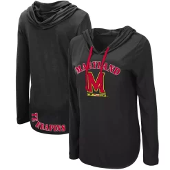 Women's Colosseum Black Maryland Terrapins My Lover Hoodie Long Sleeve T-Shirt
