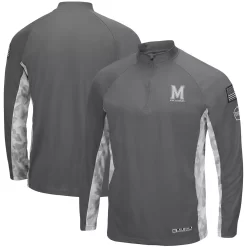 Men's Colosseum Gray/Camo Maryland Terrapins OHT Military Appreciation Swoop Quarter-Zip Jacket