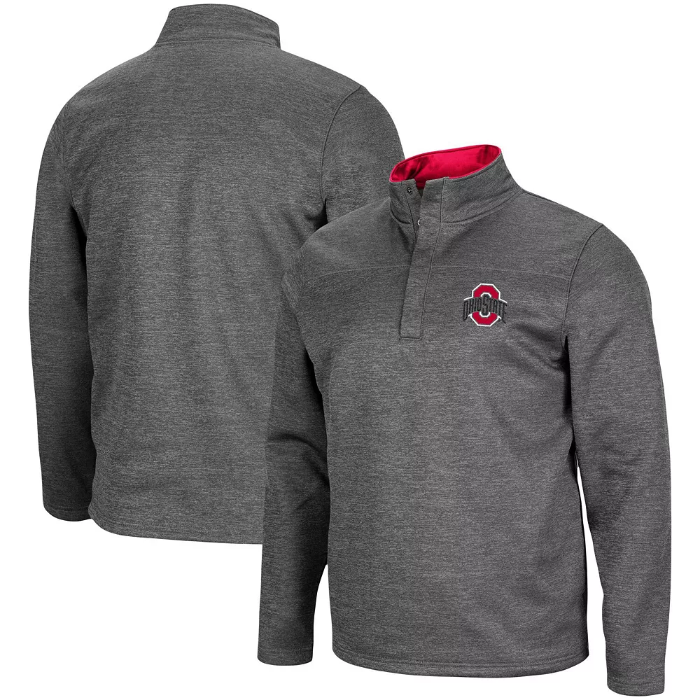 Men's Colosseum Heathered Charcoal Ohio State Buckeyes Roman Pullover Jacket - Image 2