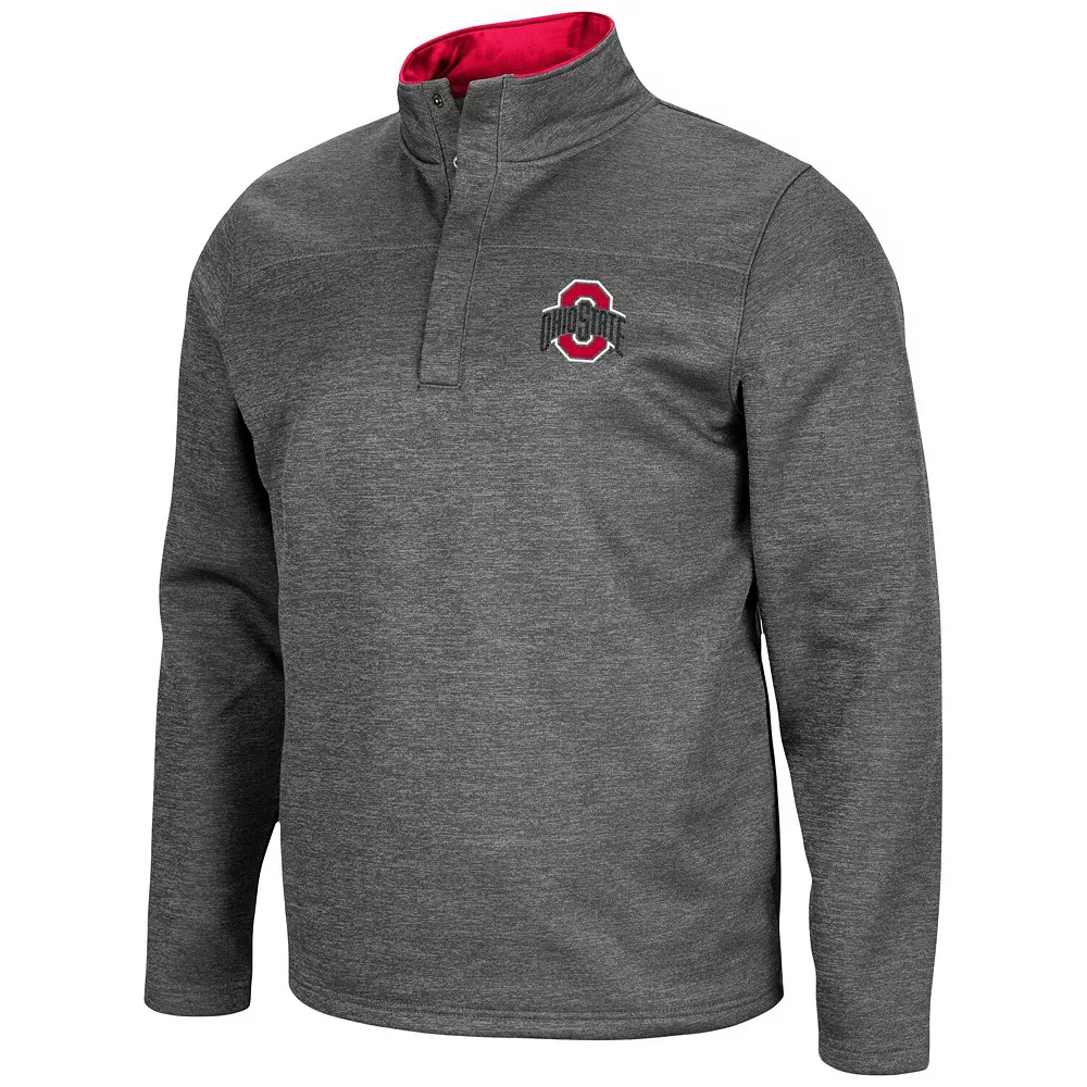 Men's Colosseum Heathered Charcoal Ohio State Buckeyes Roman Pullover Jacket - Image 3
