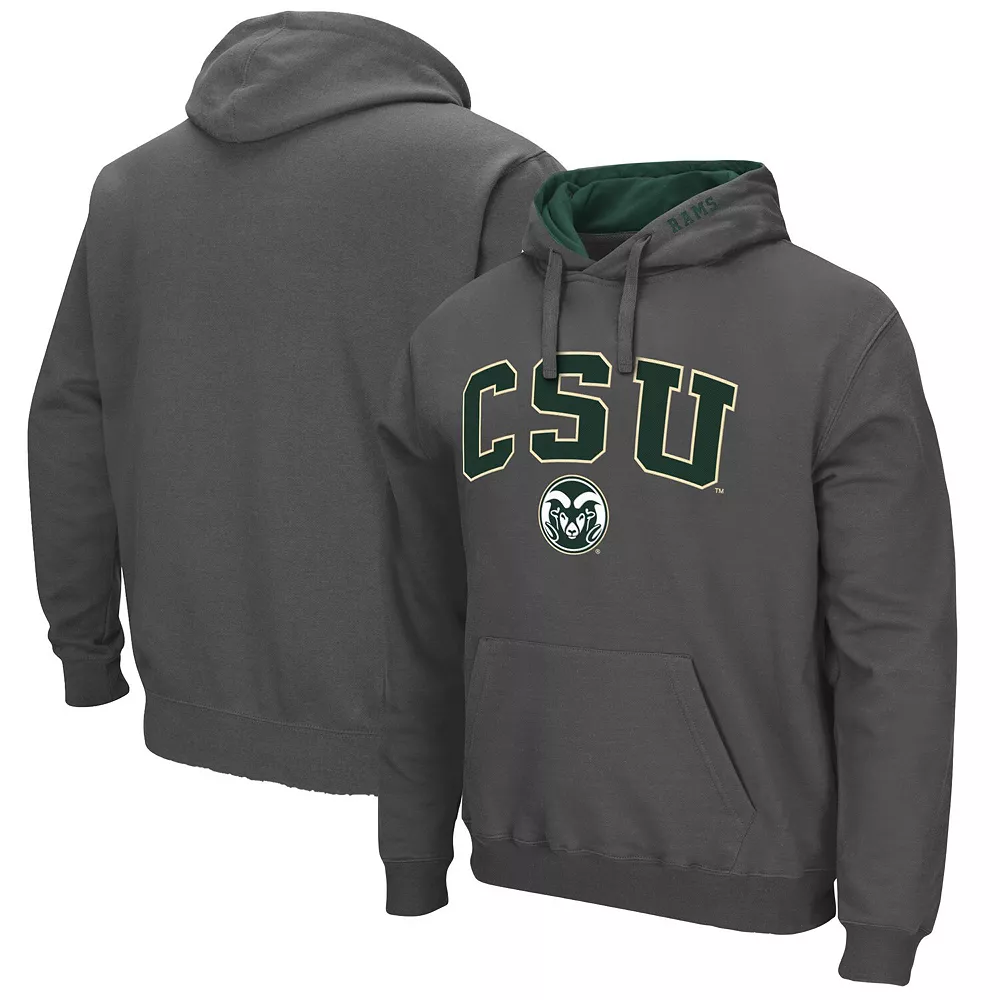 Men's Colosseum Charcoal Colorado State Rams Arch And Logo Pullover Hoodie