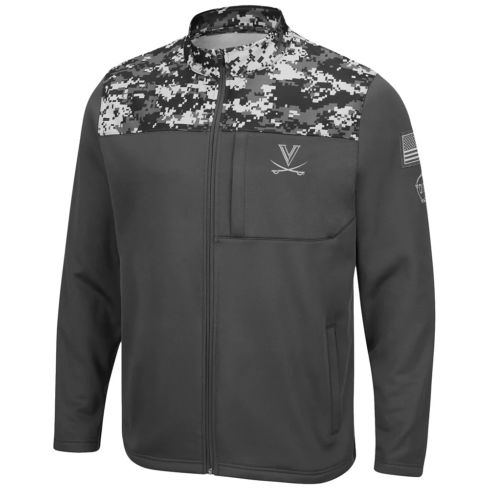 Men's Colosseum Charcoal Virginia Cavaliers OHT Military Appreciation Digi Camo Full-Zip Jacket - Image 3
