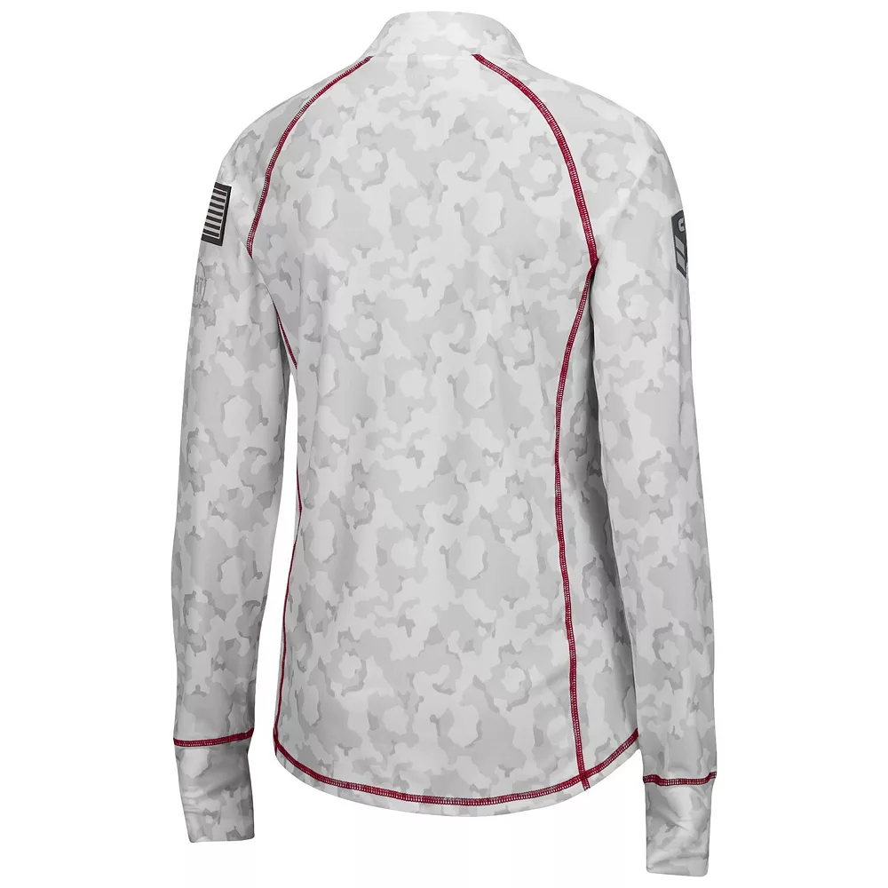Women's Colosseum White Alabama Crimson Tide OHT Military Appreciation Officer Arctic Camo 1/4-Zip Jacket - Image 4