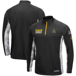 Men's Colosseum Black Appalachian State Mountaineers OHT Military Appreciation Snow Cruise Raglan 1/4-Zip Jacket