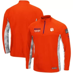 Men's Colosseum Orange Clemson Tigers OHT Military Appreciation Snow Cruise Raglan 1/4-Zip Jacket