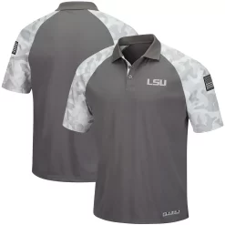 Men's Colosseum Gray/Camo LSU Tigers OHT Military Appreciation Raglan Zoomie Polo