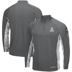 Men's Colosseum Gray/Camo Appalachian State Mountaineers OHT Military Appreciation Swoop Quarter-Zip Jacket