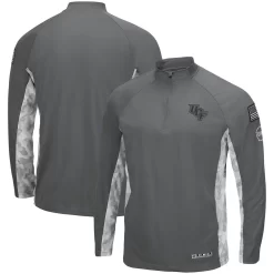 Men's Colosseum Gray/Camo UCF Knights OHT Military Appreciation Swoop Quarter-Zip Jacket