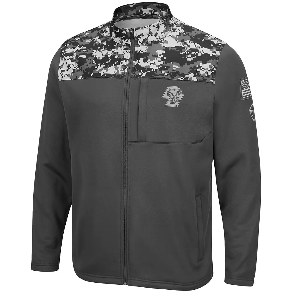Men's Colosseum Charcoal Boston College Eagles OHT Military Appreciation Digi Camo Full-Zip Jacket - Image 3