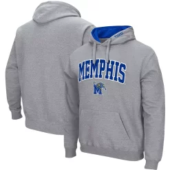 Men's Colosseum Heathered Gray Memphis Tigers Arch And Logo Pullover Hoodie