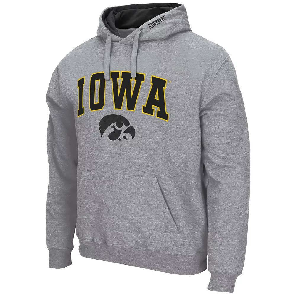 Men's Colosseum Heathered Gray Iowa Hawkeyes Arch & Logo 3.0 Pullover Hoodie - Image 3