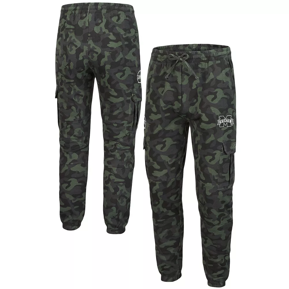 Men's Colosseum Camo Mississippi State Bulldogs Logo OHT Military Appreciation Code Fleece Pants - Image 2