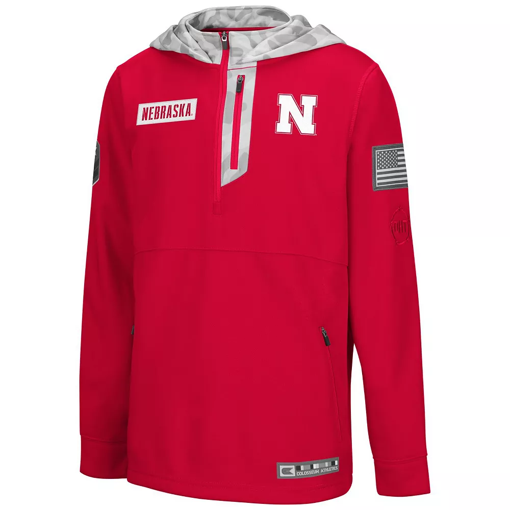 Youth Colosseum Scarlet/Arctic Camo Nebraska Huskers OHT Military Appreciation Shellback Quarter-Zip Hoodie - Image 3