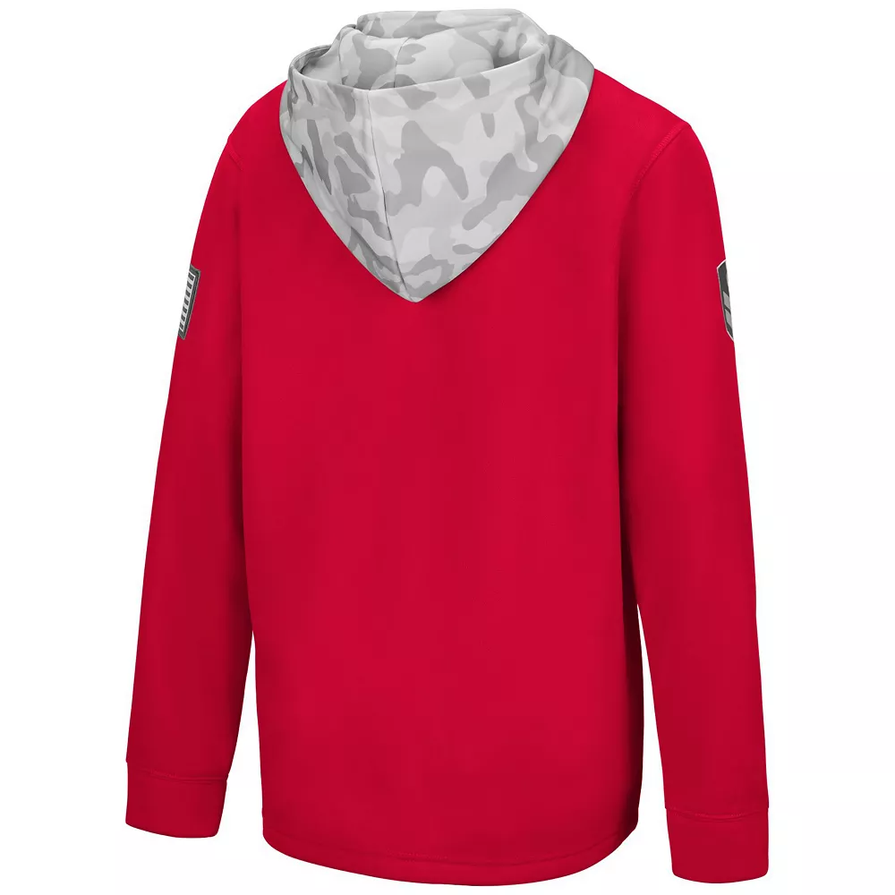 Youth Colosseum Scarlet/Arctic Camo Nebraska Huskers OHT Military Appreciation Shellback Quarter-Zip Hoodie - Image 4
