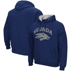 Men's Colosseum Navy Nevada Wolf Pack Arch And Logo Pullover Hoodie