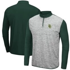 Men's Colosseum Heathered Gray/Green Baylor Bears Prospect Quarter-Zip Jacket