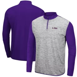 Men's Colosseum Heathered Gray/Purple LSU Tigers Prospect Quarter-Zip Jacket