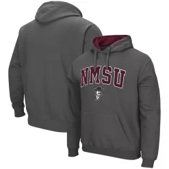Men's Colosseum Charcoal New Mexico State Aggies Arch And Logo Pullover Hoodie