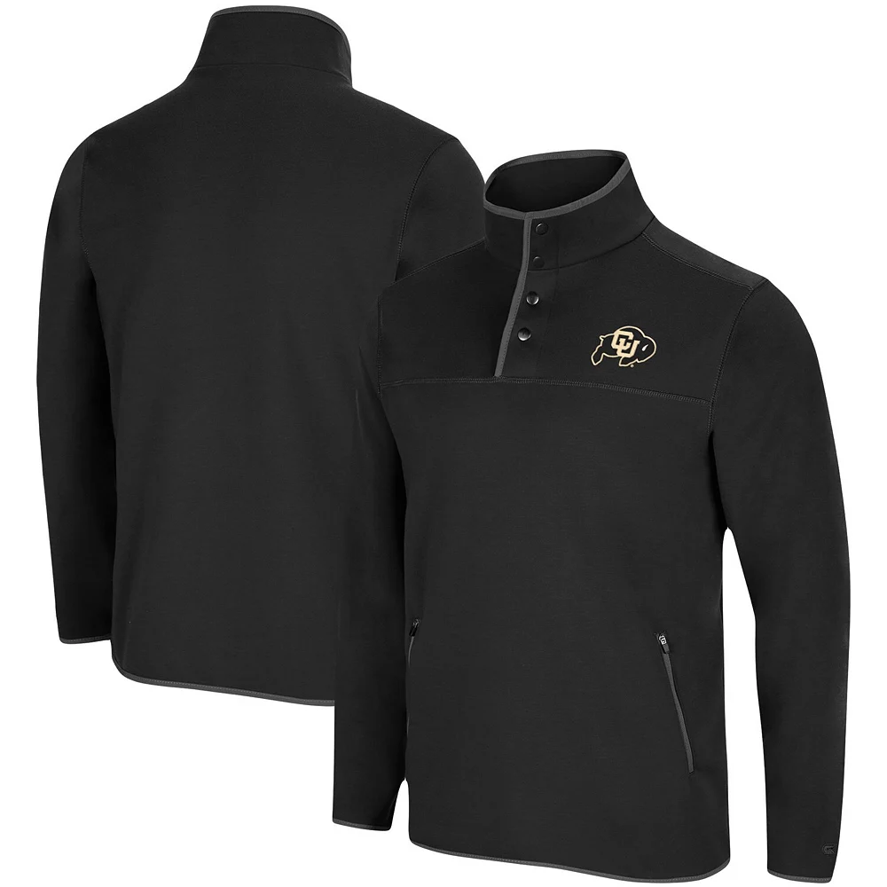 Men's Colosseum Black Colorado Buffaloes Rebound Snap Pullover Jacket