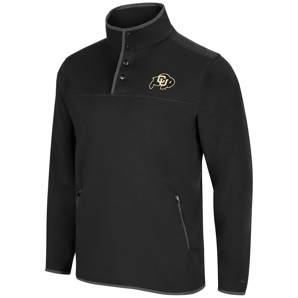 Men's Colosseum Black Colorado Buffaloes Rebound Snap Pullover Jacket - Image 3