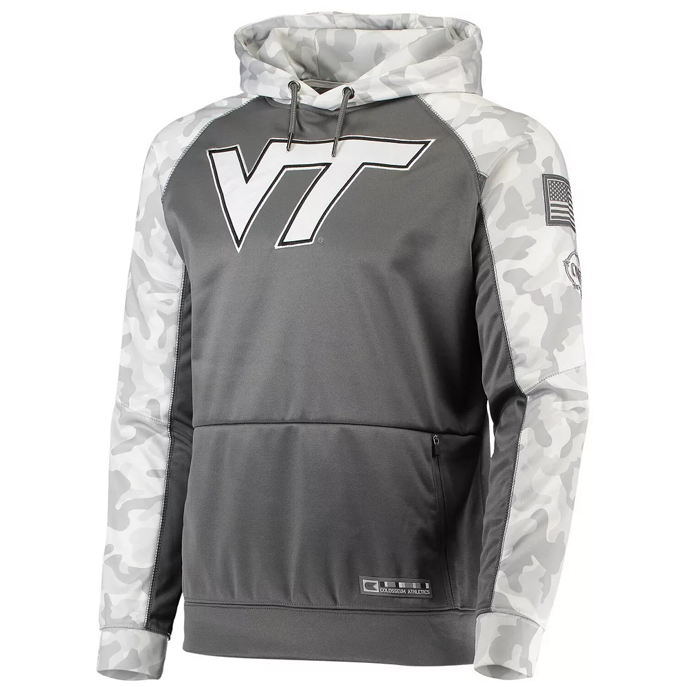Men's Colosseum Gray/Arctic Camo Virginia Tech Hokies OHT Military Appreciation Tonal Raglan Pullover Hoodie - Image 3
