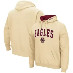 Men's Colosseum Gold Boston College Eagles Arch And Logo Pullover Hoodie