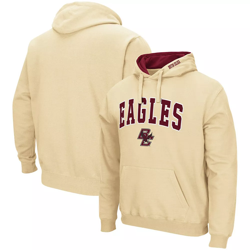 Men's Colosseum Gold Boston College Eagles Arch And Logo Pullover Hoodie