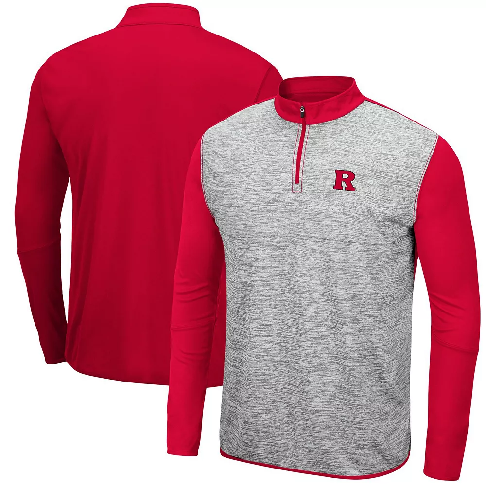 Men's Colosseum Heathered Gray/Scarlet Rutgers Scarlet Knights Prospect Quarter-Zip Jacket - Image 2