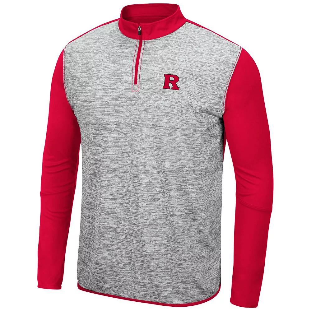 Men's Colosseum Heathered Gray/Scarlet Rutgers Scarlet Knights Prospect Quarter-Zip Jacket - Image 3
