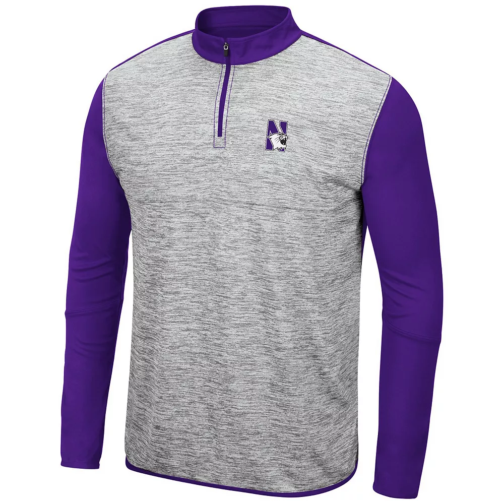Men's Colosseum Heathered Gray/Purple Northwestern Wildcats Prospect Quarter-Zip Jacket - Image 3