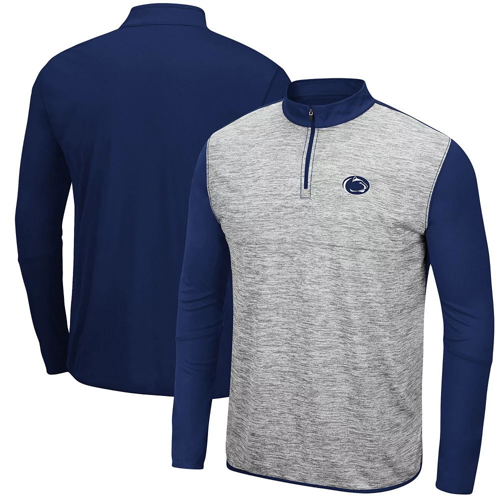 Men's Colosseum Heathered Gray/Navy Penn State Nittany Lions Prospect Quarter-Zip Jacket - Image 2