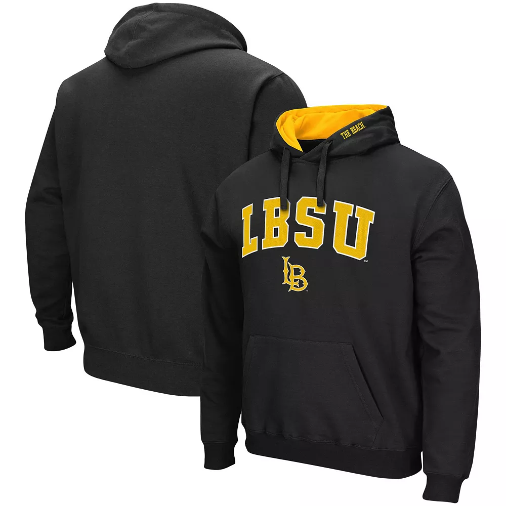 Men's Colosseum Black Long Beach State 49ers Arch And Logo Pullover Hoodie - Image 2
