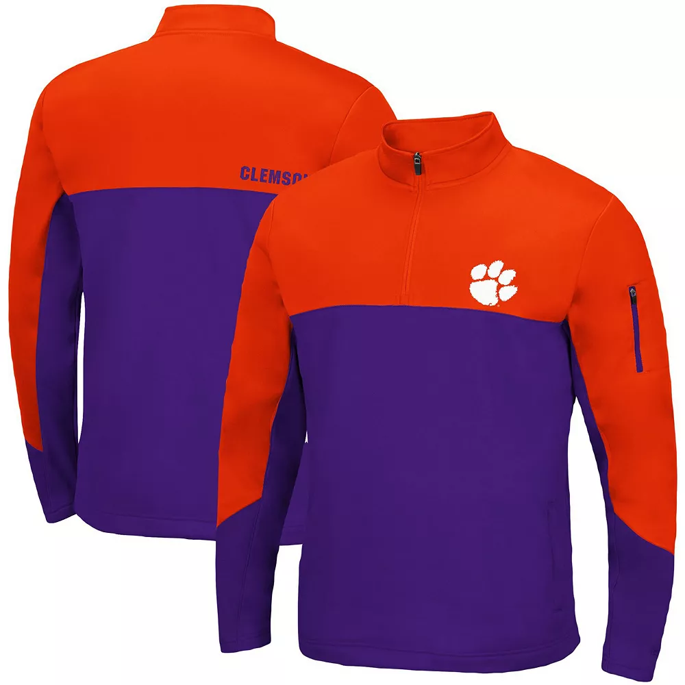 Men's Colosseum Orange/Purple Clemson Tigers Triple Dog Dare Quarter-Zip Jacket