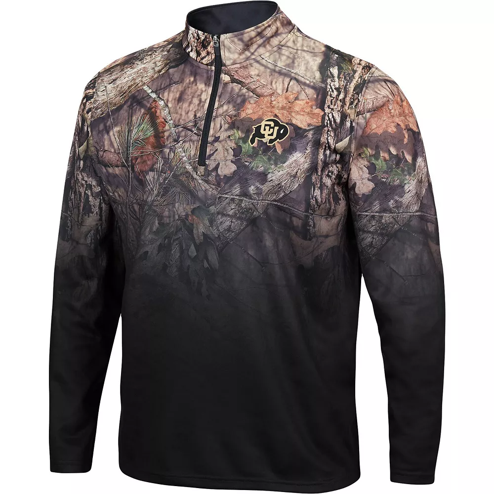 Men's Colosseum Black Colorado Buffaloes Mossy Oak Fleet II Quarter-Zip Jacket - Image 3