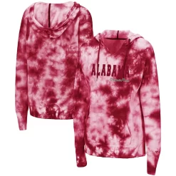 Women's Colosseum Crimson Alabama Crimson Tide Shavonee Tie-Dye Pullover Hoodie