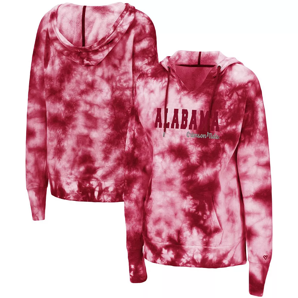 Women's Colosseum Crimson Alabama Crimson Tide Shavonee Tie-Dye Pullover Hoodie