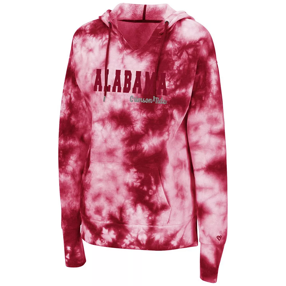 Women's Colosseum Crimson Alabama Crimson Tide Shavonee Tie-Dye Pullover Hoodie - Image 3