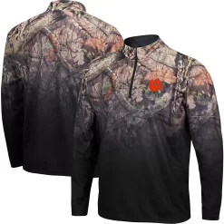 Men's Colosseum Black Clemson Tigers Mossy Oak Fleet II Quarter-Zip Jacket