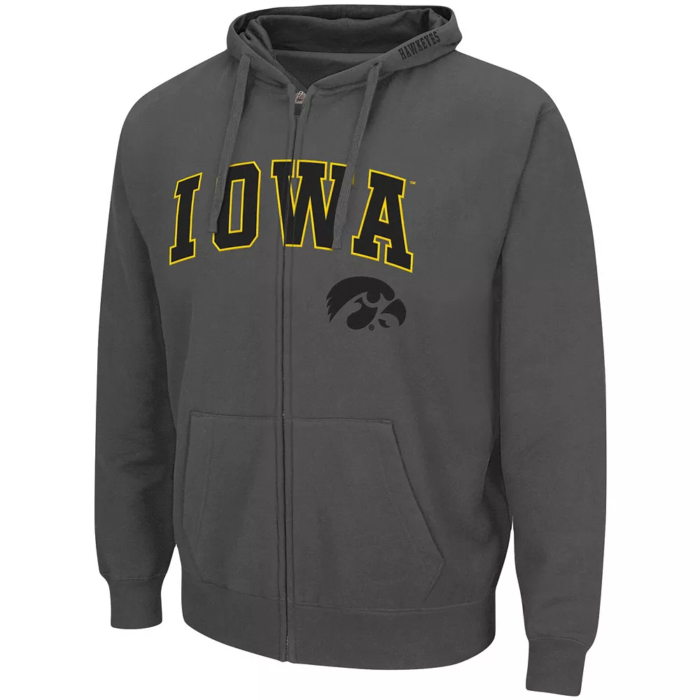 Men's Colosseum Charcoal Iowa Hawkeyes Arch & Logo 3.0 Full-Zip Hoodie - Image 3