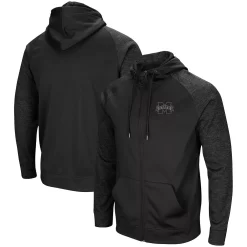 Men's Colosseum Black Mississippi State Bulldogs Blackout 3.0 Tonal Raglan Full-Zip Hoodie