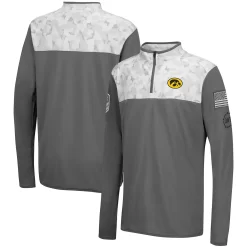 Youth Colosseum Charcoal/White Iowa Hawkeyes OHT Military Appreciation Badge II Quarter-Zip Jacket
